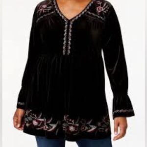 NWT Velvet Embroidered Peasant Tunic Top Folk Fairy Grunge Size iSmall